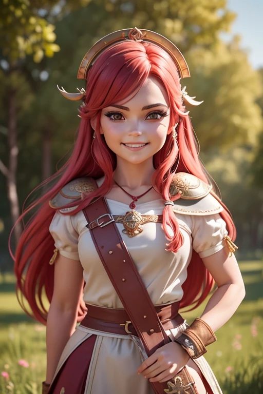 Beautiful female head viking, pelo rojo, disfraz de guerrera vikinga, en globo de nieve, sonrisa suave, Lindo retrato de cuerpo entero, figura esbelta de pie, Personaje de dibujos animados, personaje de pixar, medieval, Renderizado 3D, symatic lighting, Trazado de rayos. Rojo crujiente, luz radiante, bosque misteriosa, (la mejor calidad, 8k, high resolusion, tmasterpiece:1.2), caprichoso.