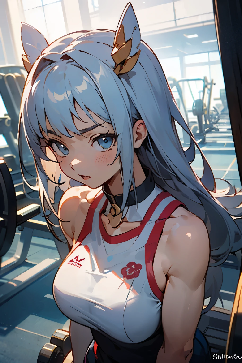 ((best quality)), ((master part)), (circunstanciado), rosto perfeito, gym, anime girl