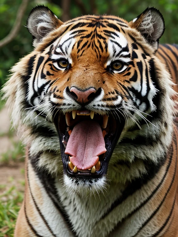 tiger looking with mouth open