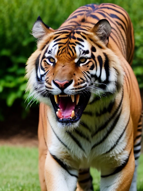 tiger looking with mouth open