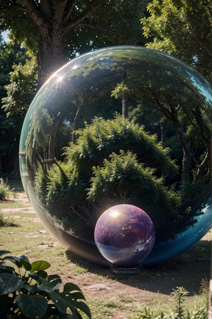 (((masterpiece))) (((best quality))) glass sphere, close-up of a planet with a bunch of trees on it, overgrown planet, green planet, fractal world, fantasy overgrown world, fantasy planet, Dyson sphere, pink planet, 3D render beeple, planetary landscape, round planet inspired by Jofra Bosschart, planet, futuristic world, psychedelic flower planets, ethereal world, (outgoing glow)
