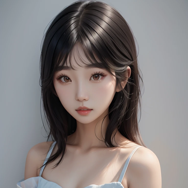 Un primer plano de una mujer con cabello largo, con un vestido negro, Hermosa mujer surcoreana, hermosa joven coreana, Beautiful aesthetic face, Southeast Asian with round face, rasgos de la cara coreana, asian beautiful face, chica coreana, asian features, maquillaje popular de corea del sur, maquillaje coreano popular, beautiful asian girl, joven y adorable rostro coreano, Asian face