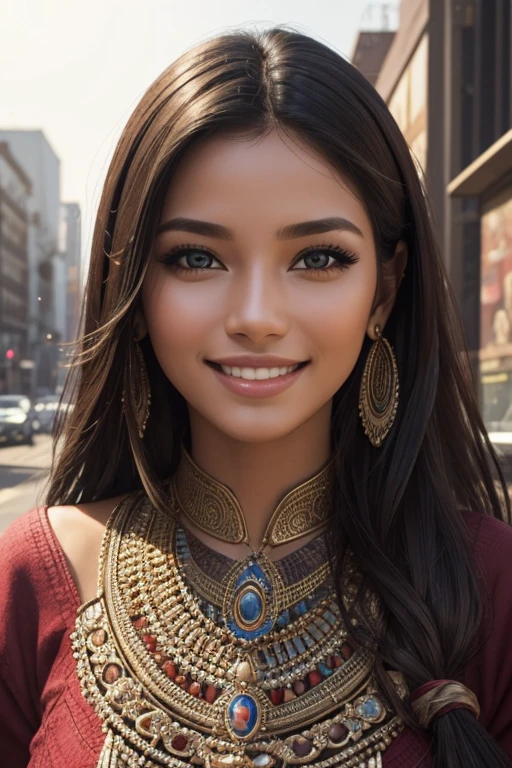 Picture, best quality, a woman in the city , photo of beautiful AHAcasual, smiling, looking at viewer, perfect face, perfect eyes, sharp focus, Intricate, High Detail, dramatic, photorealistic,