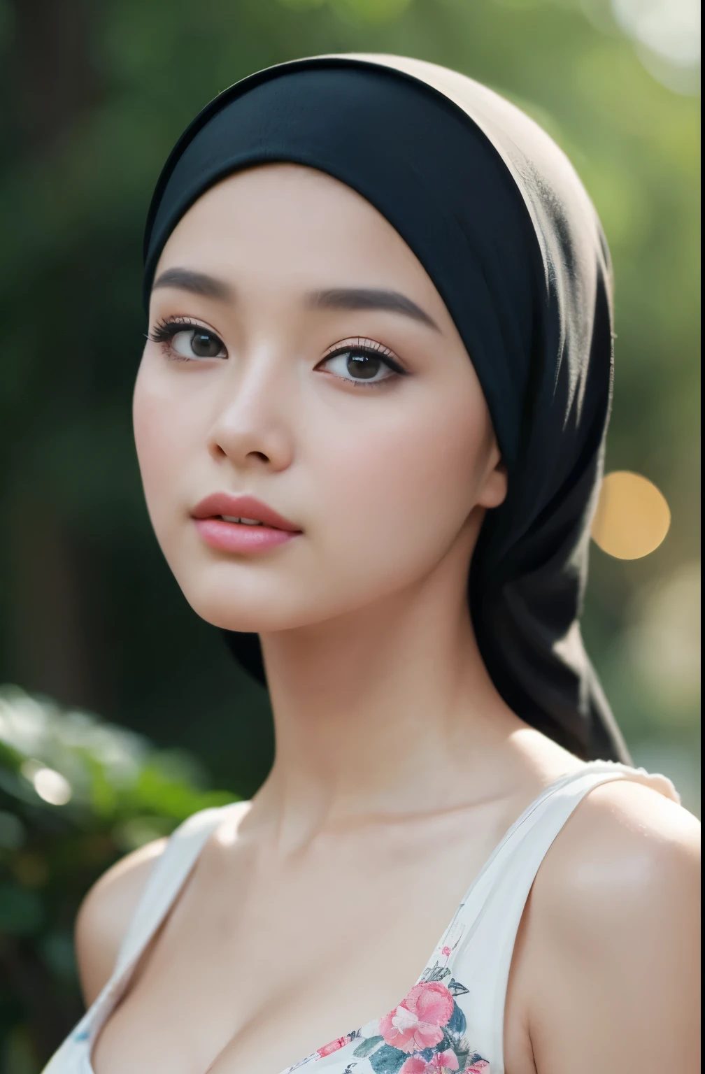 (Wearing Pastel tank top), (((HIJAB MALAY GIRL))), masutepiece, High quality, UHD 32K, Realistic face, Realistic skin feeling , A Malay Lady, 8 , , Very cute and baby-like face, (((FLAT CHEST))), (MATRIX WORLD), ((look In front  at the camera and SADNESS)), ((())), (((CUTE GIRL))), ((TRANSPARENT)), ((BLACK LIPS)), ((WHITE LACE)), ((TRANSPARENT)), ((CHUBBY)), (undress).