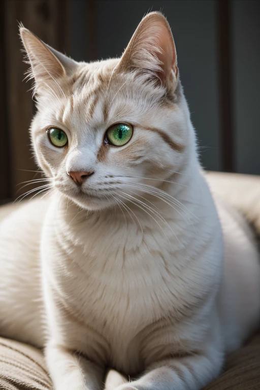 (best quality,4k,8k,highres,masterpiece:1.2),ultra-detailed,(realistic,photorealistic,photo-realistic:1.37),portrait,European shorthair cat,emerald green eyes,elegant and well-groomed fur,sharp focus,soft lighting,detailed whiskers,intense stare,proud and confident expression,shades of gray and white,vibrant colors,delicate brushstrokes,highlighted textures,captivating gaze,serene and calm atmosphere,intimate and personal perspective,subtle play of light and shadow,finely captured details,subtle gradation in the background,subtle hint of motion in the fur,refined features,graceful pose,serene and dignified presence,meticulously rendered,depth and richness in the fur,emotive and captivating,transcends reality,classic and timeless beauty,subtle touch of warmth and depth,impeccable craftsmanship,exquisite and sophisticated,charming and expressive,attention to every fine detail,dreamlike ambiance,serene and tranquil,mesmerizing and enchanting,subtle color palette,ethereal and delicate,regal and majestic,imposing and imposing presence,enchanted and ethereal