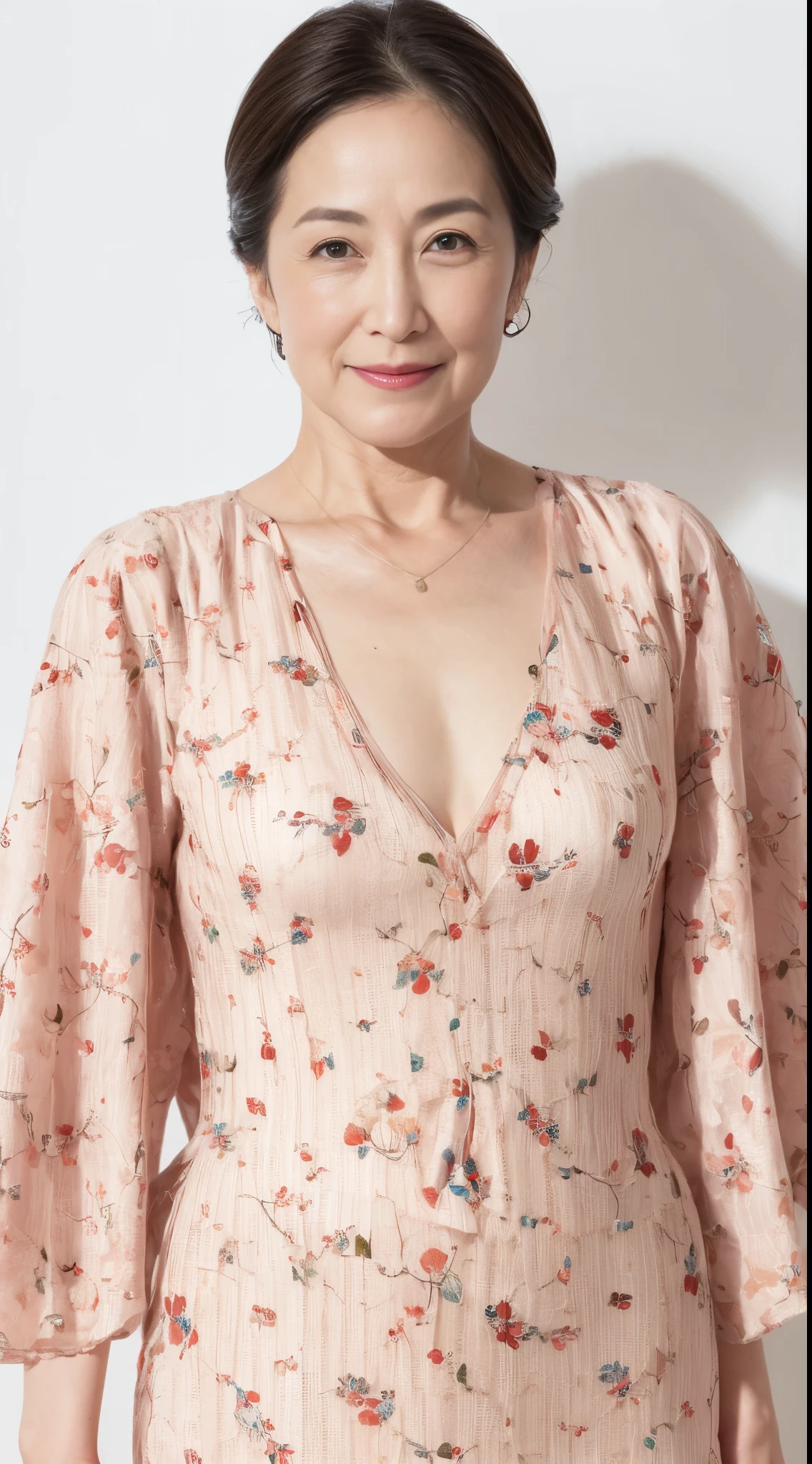 (((Solo))), Elderly Mature Woman, Pure white background, gravure, facing front, ((Center your face on the screen)), Correctly depict lips,red-lips, Fancy makeup, from the chest up, masutepiece, Best Quality, Ultra-detailed, Photorealistic, Ultra-detailed細なスキン, Perfect Anatomy, (1 japanese mature woman), (Positive), 95 years old, huge udder, Mature Woman Politician, glamor, A sexy, Chromo-white skin, Looking at Viewer,