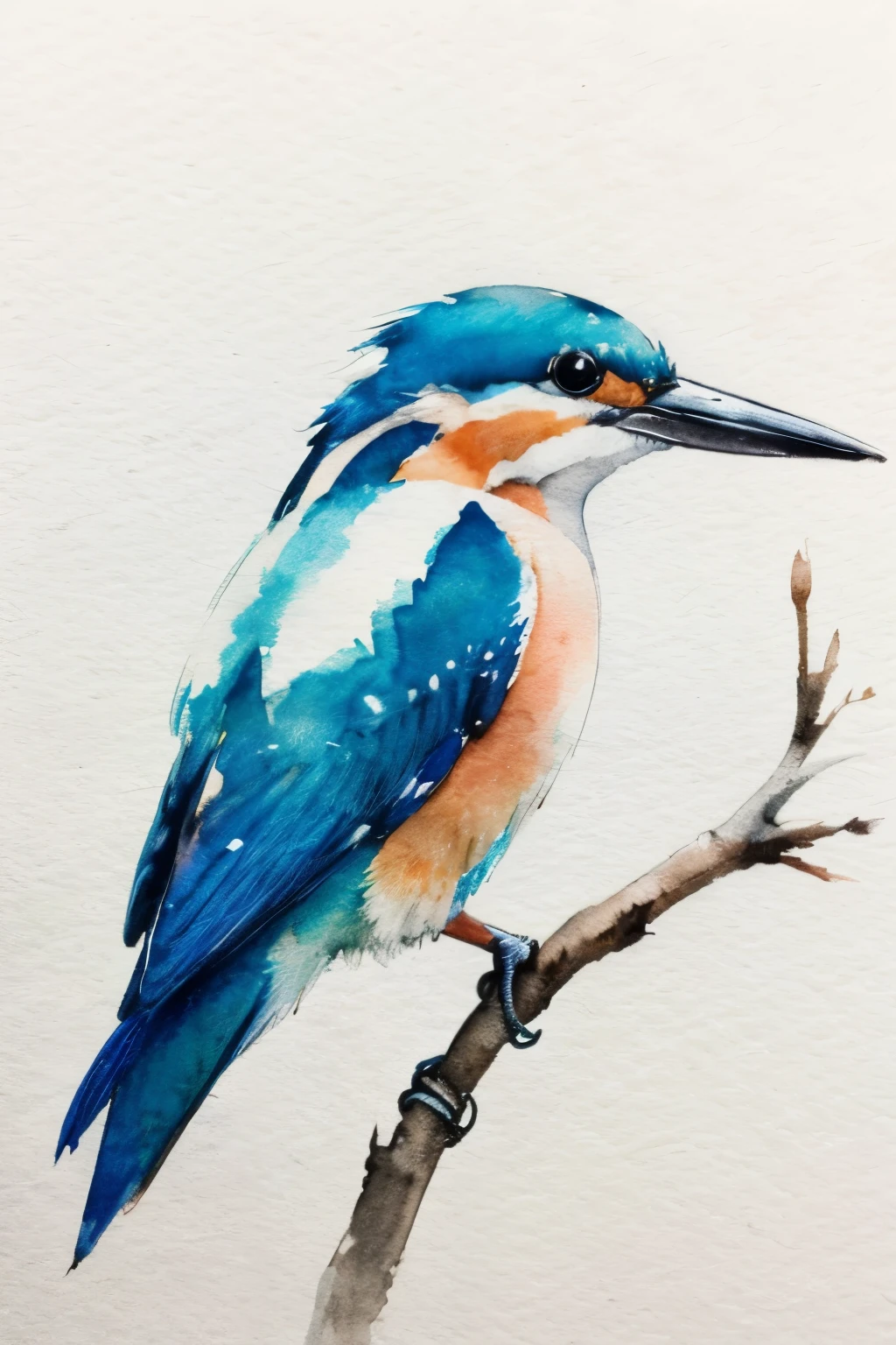watercolor kingfisher / White background