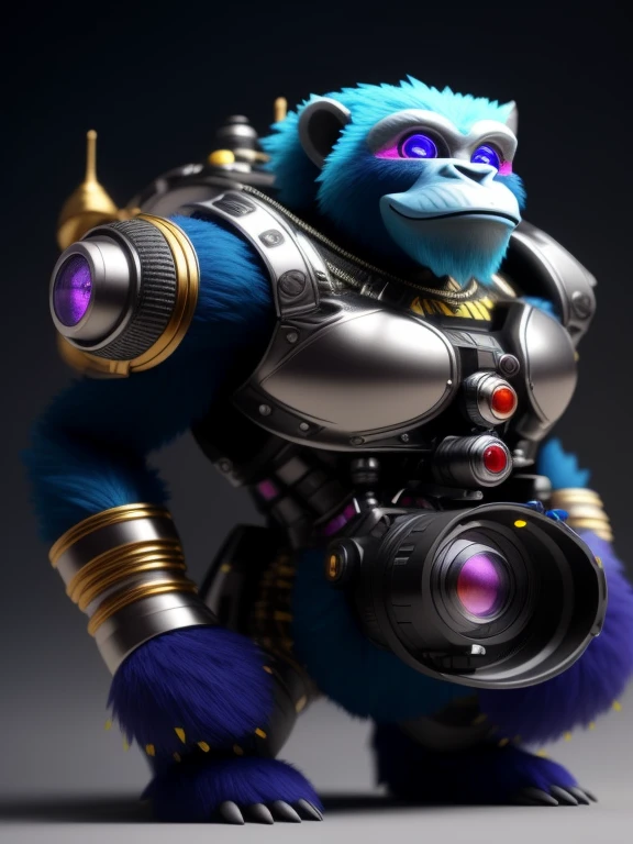 Close-up of a toy gorilla with a camera attached to its back, beautiful biomechanical djinn, super detailed render, marmoset render, zbrush central contest winner, super detailed fantasy characters, Ultra-detailed 3D rendering, 8k Octane Render, Ultra-detailed 3D rendering, hyper real render, ighly detailed. Octane Render, hyper realistic 3 d render