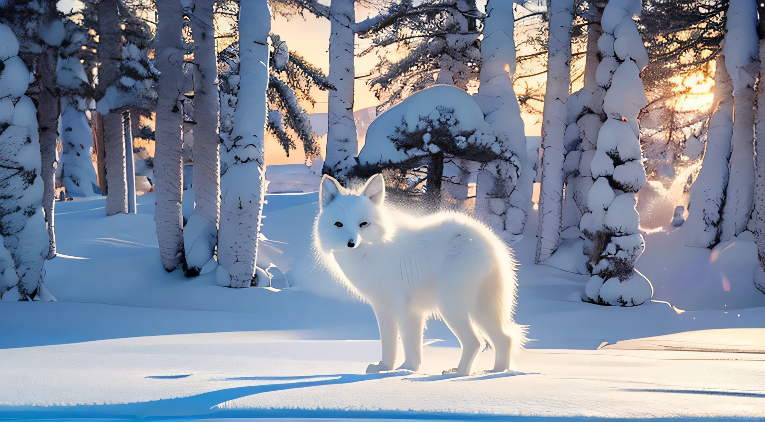 (a cute Arctic fox),oil painting, snowy landscape,shimmering winter forest,incredibly fluffy fur,frost on its whiskers,icy blue eyes,majestic yet playful,resembles a fluffy white cloud,walking gracefully on top of the snow,aurora borealis dancing in the sky,crisp and cold air,magical winter wonderland,peaceful and serene,subtle shades of white and blue,soft golden sunlight peeking through the trees,magical atmosphere,ethereal beauty,masterpiece:1.2,ultra-detailed,realistic, HDR, professional,vivid colors.