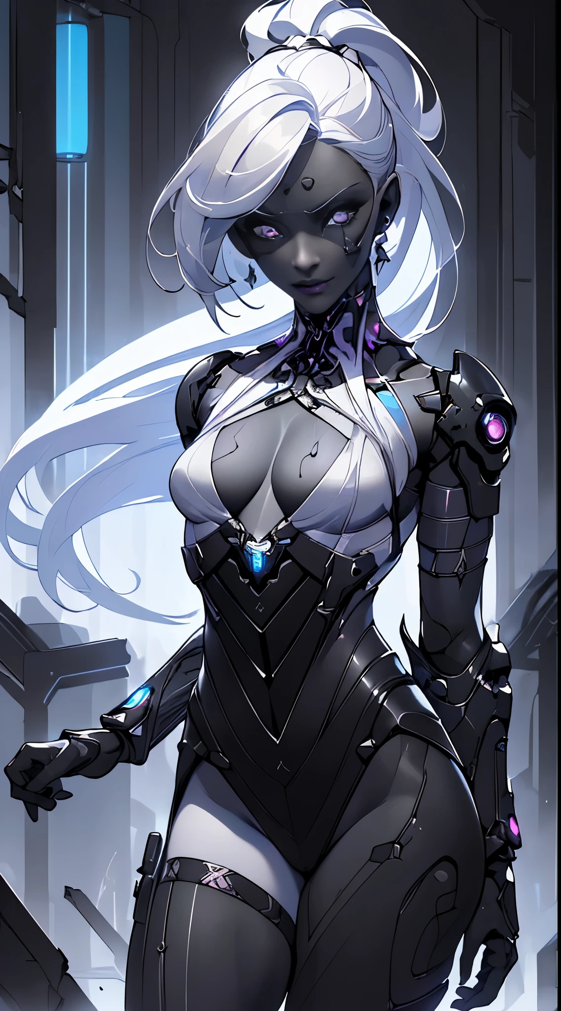 Ariana Grande cyborg lingerie, Cibersamurái, Babydoll transparente, desnudo, Cabello largo,( cabello white canoso:1.4), pechos grandes, escote, muslos anchos, Science-Fiction, ciborg:1.4, cyberpunk,( fondo negro brilla: 1.25),More detailed 8K.motor irreal:1.4,UHD,La mejor calidad:1.4, fotorrealista:1.4, textura de la piel:1.4, obra maestra:1.8,obra-prima, mejor calidad,objeto Objeto], (detailed face features:1.3),(Ojos sutiles y hermosos :1.4),(Perfect anatomy),lingerie sexy pink,(Cybersamurai white:1.4),(fondo ciudad Tokio cyberpunkAI colors:1.4) ,(convexo, Dedos detallados), (  cyboriniskirt ciborg:1.4), (panties ciborg),lingerie whiingerie white:1.4)