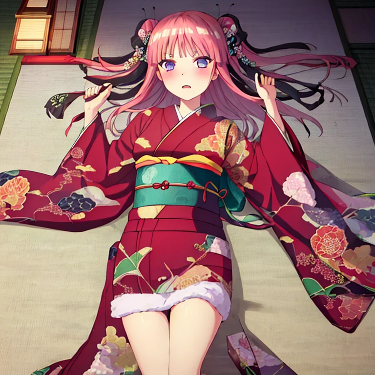{Best Quality}, {very aesthetic}, {Ultra-detailed}, {Best Illustration}, 1girl, japanese kimono, Kimono with butterfly pattern