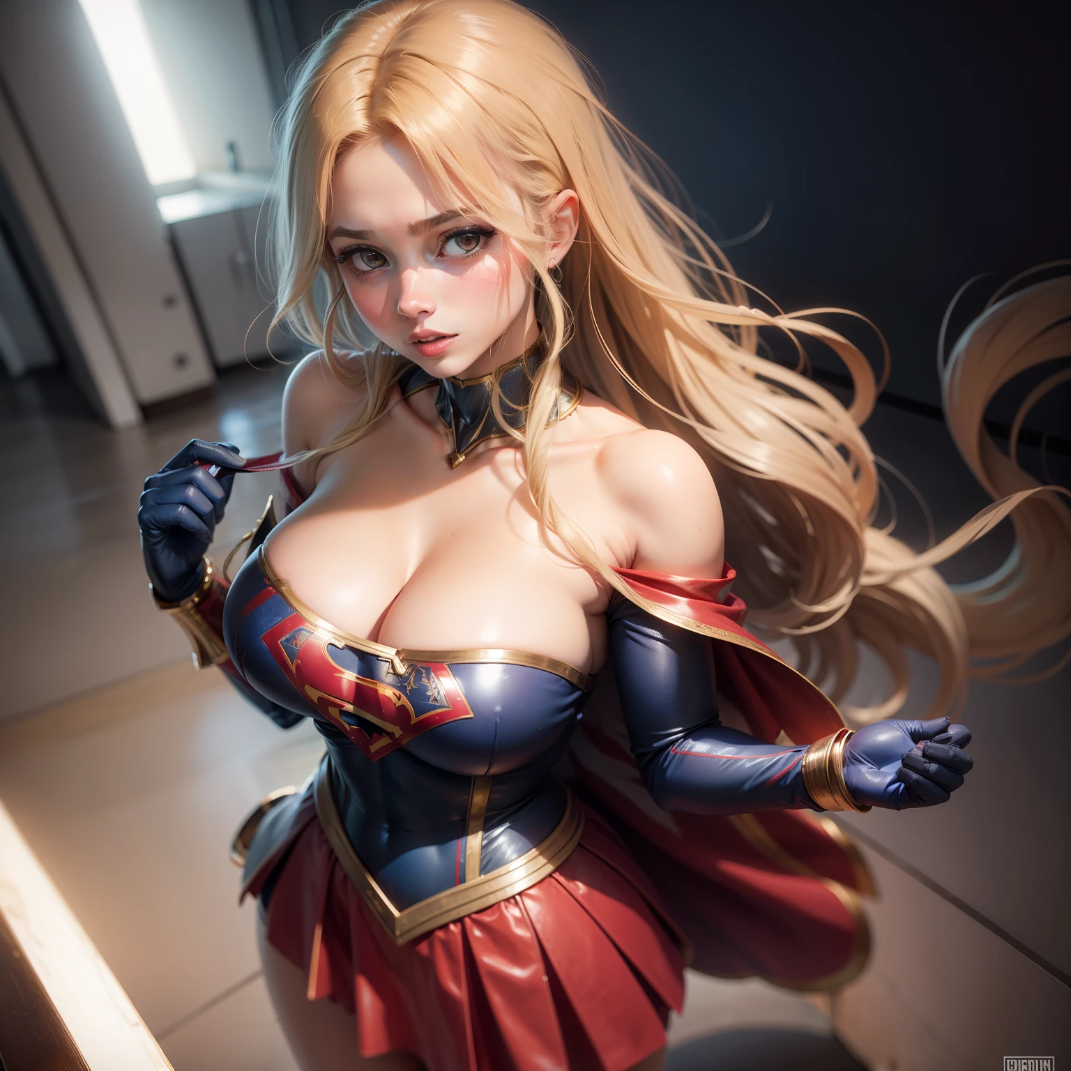 Corpo da mulher definir seios grandes、Supergirl Fantasia Micro Biquini