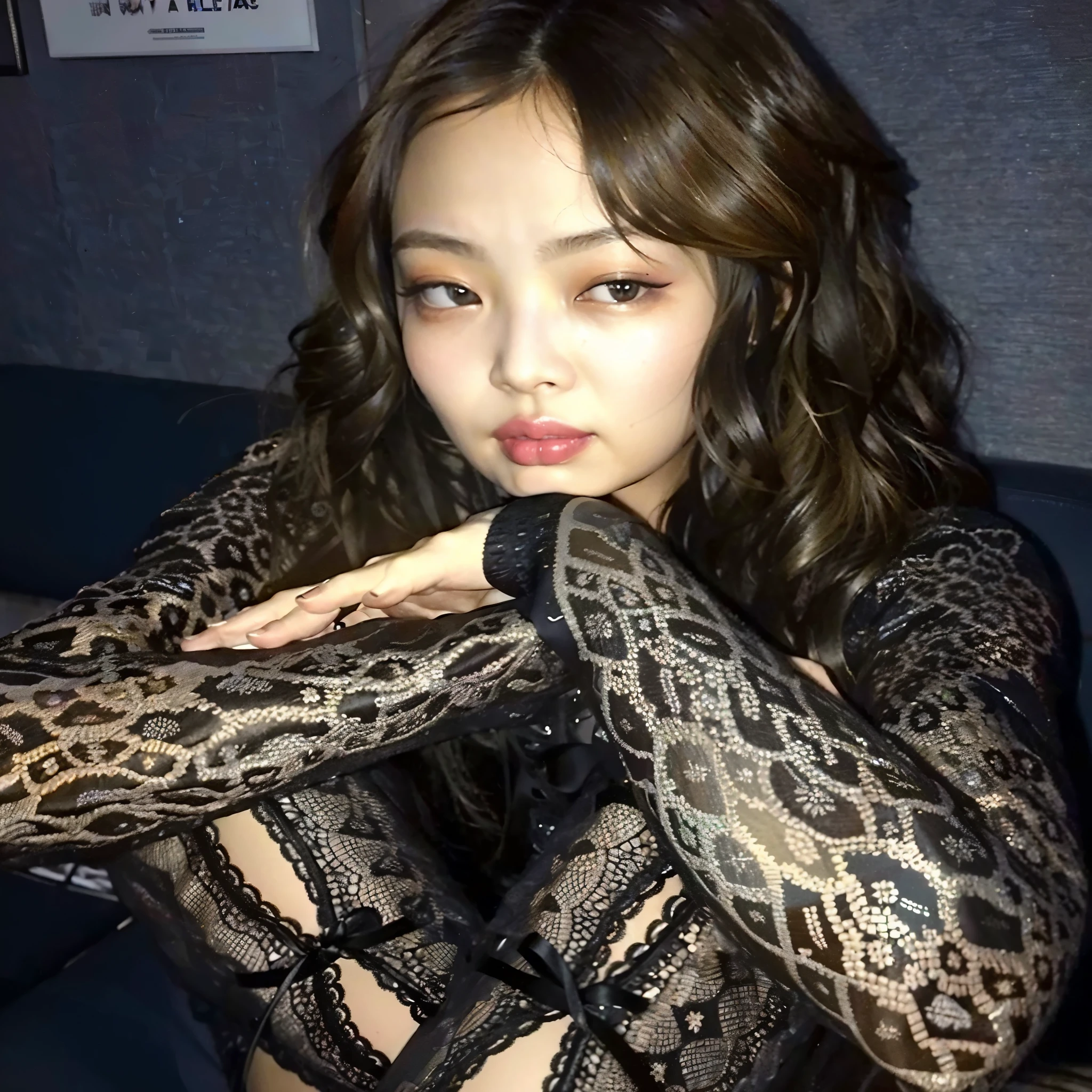 A closeup of a woman in a black dress sitting on a sofa, jennie blackpink, jossi do blackpink, Parque Roseanne do Blackpink, portrait of jossi do blackpink, Jaeyeon Nam, Lalisa Manoban do Blackpink, Heonhwa Choe, Ulzzang, cruel korean goth girl, Parque Ji-min, Dom Yunjoo