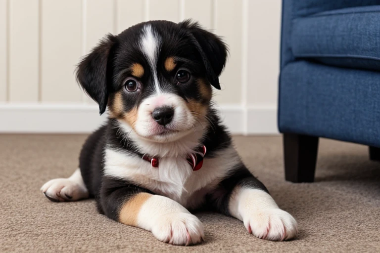 cute puppy posing as a businessman