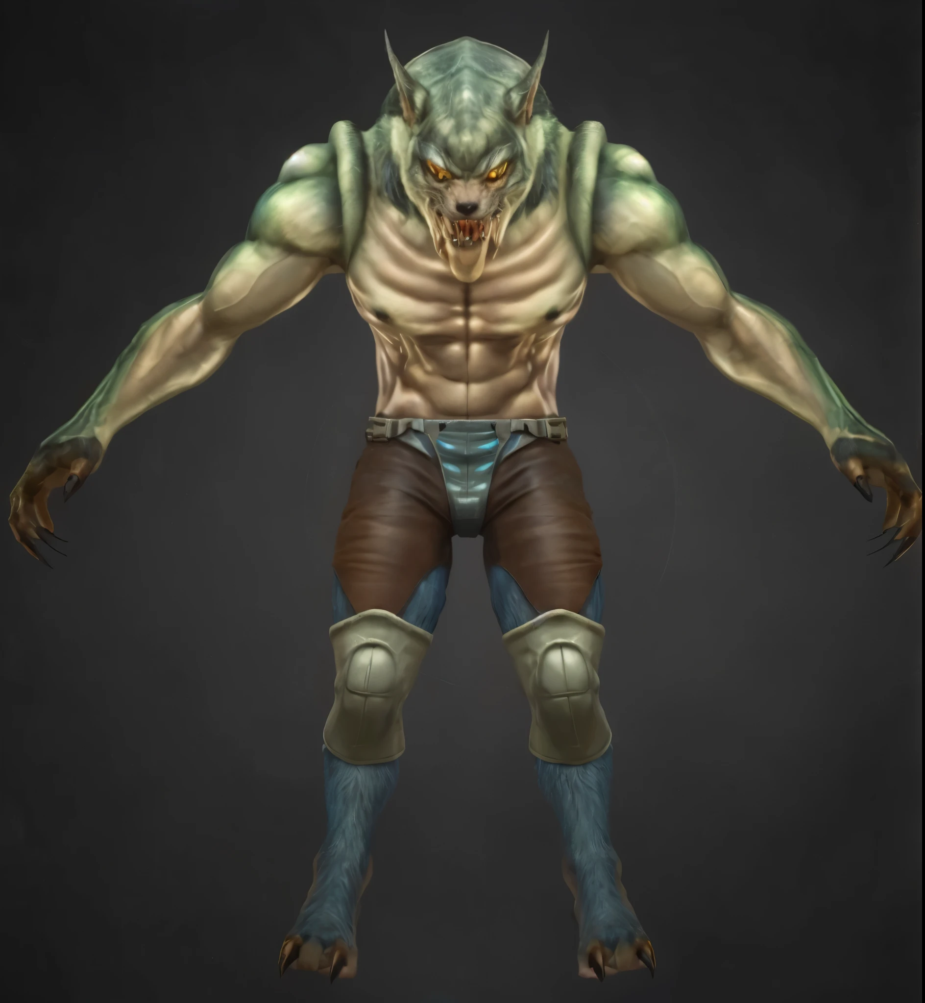 (masterpiece),(best quality:1.0),(ultra high resolution:1.0),monster, werewolf, menacing look,claws, wolfteam, face focus, 8k wallpaper, full body