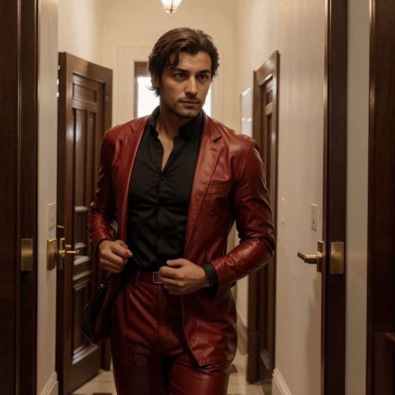 Altura: 1,88mCabelos: portanto.olhos: profundos e misteriosos, castanhos como a terra italiana.Profession: luxury thief, Conhecido por suas habilidades astutas e furtivas.Distinctive features: Wears elegant clothes and has an irresistible charm.Historical: Ele realizou roubos ousados, including Italy&#39;os itens mais valiosos, leaving a trail of mystery wherever he goes. 20 anos de idade, wearing the red jumpsuit from la casa de papel, shooting with a gun in hand