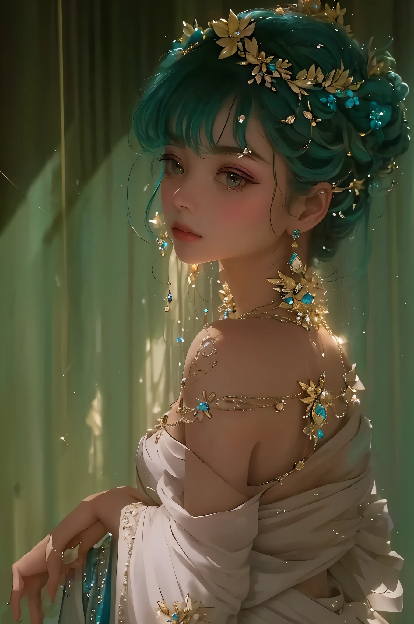 exquisite facial features，Hairpins on the head
