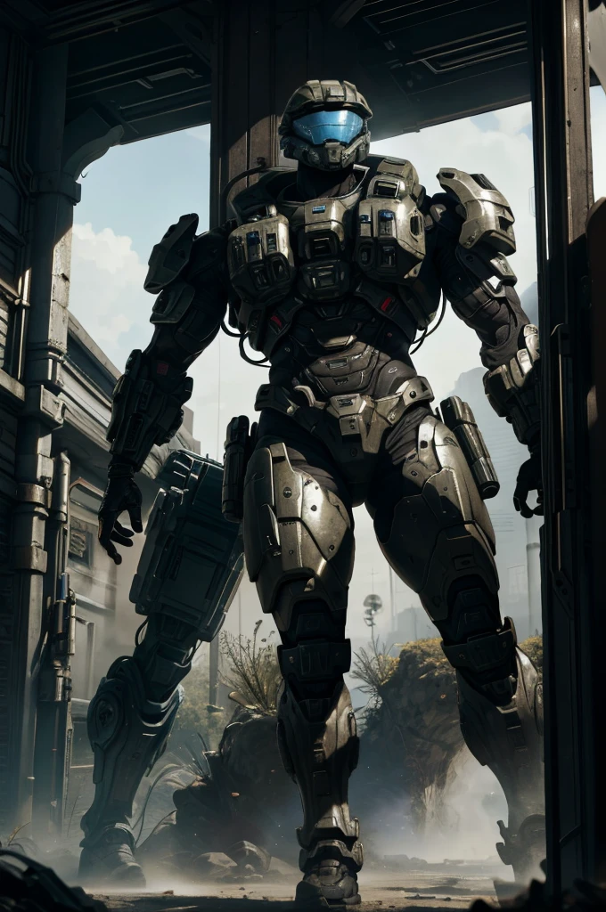 ((mejor calidad)), ((obra maestra)), (muy detallado: 1.3), ....3D, una hermosa mujer Pechos grandes y cola grande (muslos hechizantes cuerpo completo) con un rifle y un casco, armadura de halo futurista, military armor, Equipo de combate futuro, con equipo futurista y casco, ombate, Halo de engranajes, cyberpunk, Armadura futurista, Jefe Maestro de Halo, campo de batalla, alien depredador planet, depredador battle,,