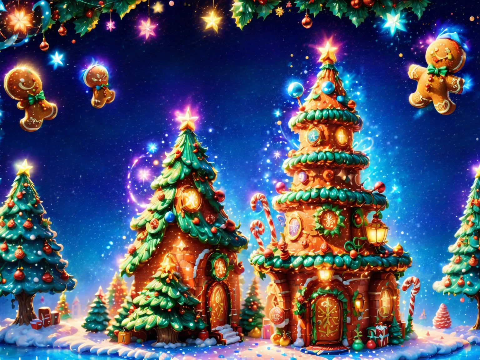 (tmasterpiece),（ultra - detailed:1.3），(Close-up: 1.8), Best quality，（棉花糖一样的白yuki:1.2），（Christmas courtyard in blue fairy tale:1.6），(蓝色门上圣诞decorationlower ring: 1.8),（suns），(((Delicious candies in front of the door，Christmas tree, gifts, Christmas stockings, cute gingerbread man，chocolate house splash))), Illustration style, decorations, Fantasy Christmas small courtyard, Lovely design style, yuki，rays of sunshine，vivd colour、 ((Whimsical and charming fantasy)), Surreal portrait, (Fantasy themed Christmas cabin), (Whimsical Christmas Accessories), (Colorful, Landscape full of candy), (enchanting, 神奇的Christmas tree), (A vibrant one, Candy-colored courtyard), (Candy Road), (blue candy door) in distance, (Like a mirror, 不对称tmasterpiece钟表配件), (Rich, fantasticcolors), (温暖的rays of sunshine), (four dimensional dream), (enchanting atmosphere), (Playful composition), (生动的rays of sunshine效果), 1.4x realism，hyper HD，Shown in this beautiful scene，(Very meticulous，Reasonable design，Clear lines，High- sharpness，tmasterpiece，offcial art，movie light effect，8K)