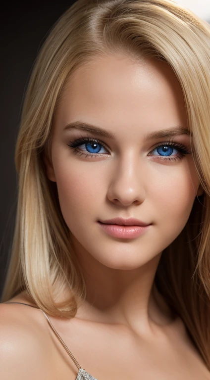 "(best quality,4k,8k,highres,masterpiece:1.2),ultra-detailed,portrait,beautiful blonde 21-year-old model,gorgeous detailed eyes and lips,sweet and charming expression,55mm lens,studio lighting,medium-sized bust"