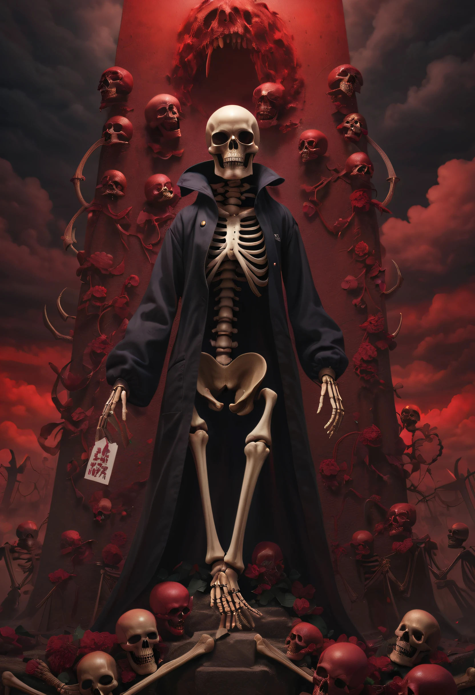 Best Quality、masutepiece、8K、Hell、(skeletal、dead body、(Bloods、cloudiness))、female pervert