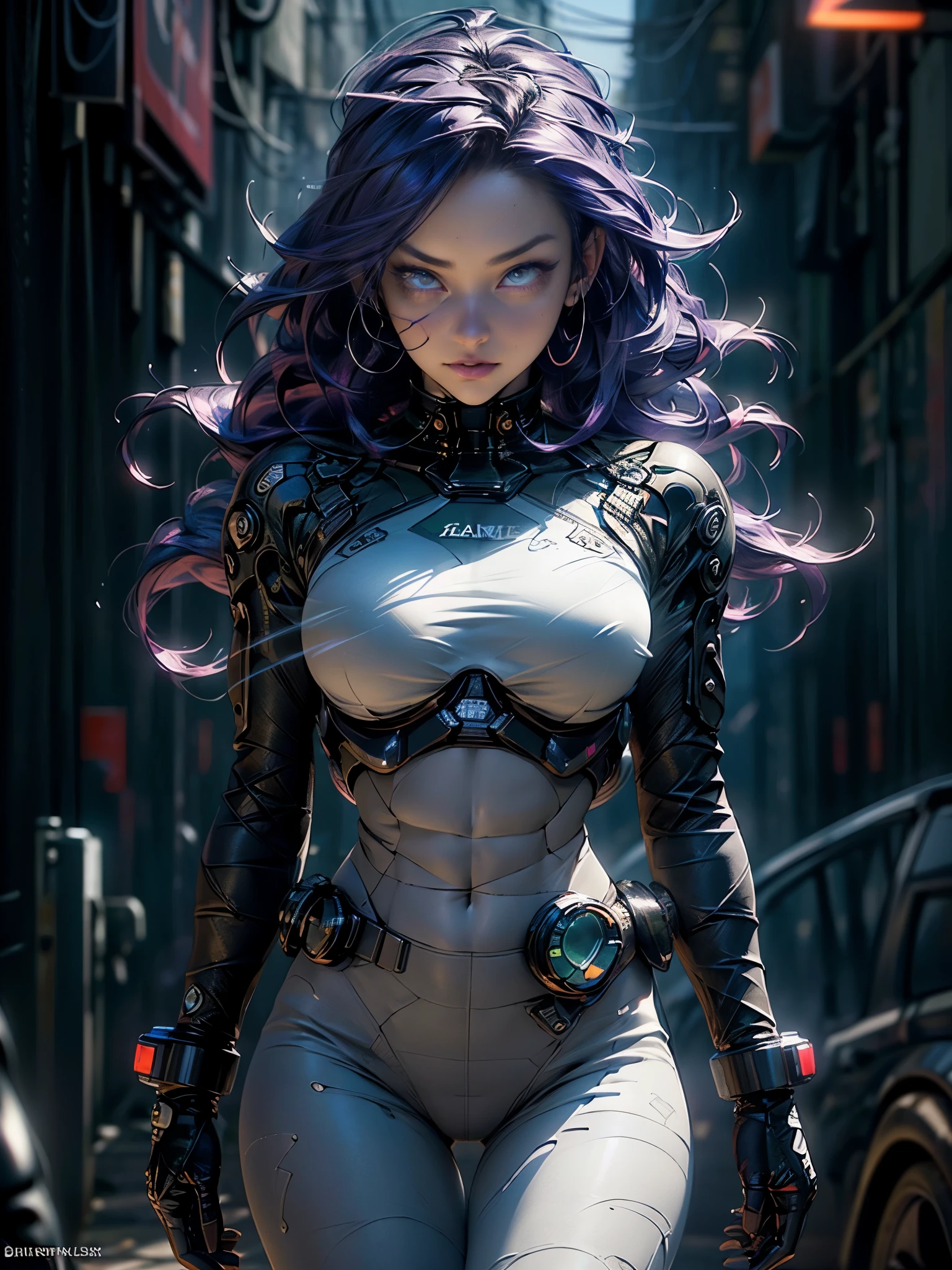 (Best Quality, best resolution), ((perfect Masterpiece), (incredibly Detailed: 1.4), 3D, A Beautiful futuristic Cyberpunk girl, super huge enormously gigantic tits, cleavage showing, tons of tattoos and piercings, very long purple hair in a shaved mohawk hairstyle, vibrant moonlight eyes, long detailed eyelashes, arching her back in a sexy seductive slutty pose, her nice big ass facing the viewer, looking back at the viewer, HDR (High Dynamic Range), Satin Apparel, Ray Tracing, NVIDIA RTX, Super-Resolution, Unreal 5, Subsurface Scattering, PBR Textures, Post Processing, Anisotropic Filtering, Depth of Field, Maximum Sharpness and Sharpness, Multi-layer Textures, Albedo and Highlight Maps, Surface Shading, Accurate simulation of light-material interactions, perfect proportions, Octane Render, two-color light, large aperture, low ISO, white balance, rule of thirds, 32K RAW, photorealistic, cherry blossoms blowing in the wind, futuristic cyber City background