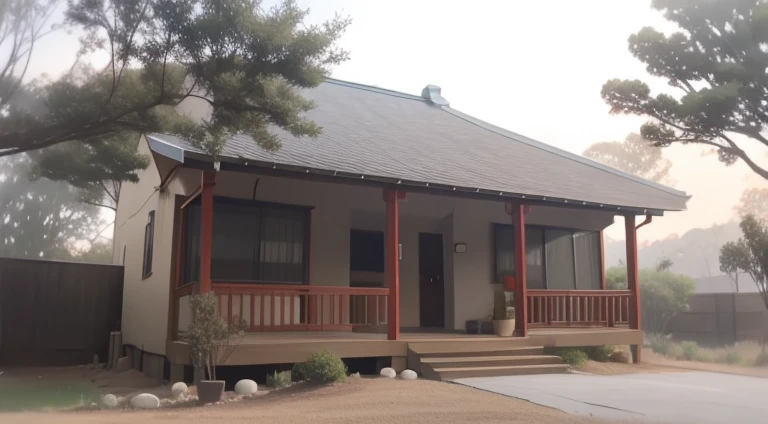 Realistis,  Chinese-style house, mont, rios, The tree, ln the forest