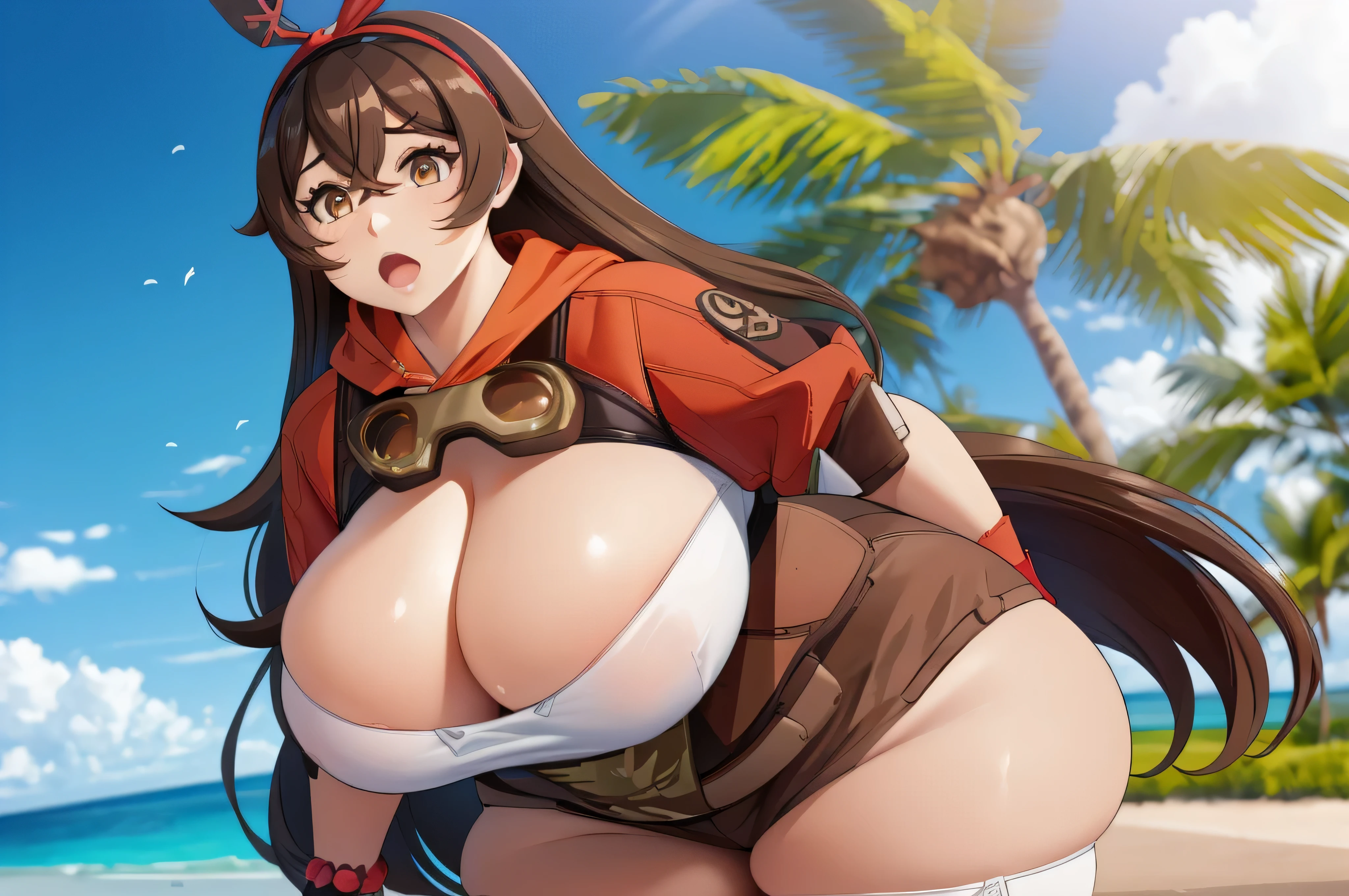 amber genshin impact, horny, muito gordo, (quadris largos:1.3), coxas enormes, grossas e macias, SSBBW, muito gordo flabby arms, realistic lighting, High detail, Qualidade HD, Rosto detalhado, sombreamento realista, rolos de gordura, massive size, gigantescos enormes seios transbordando de gordura, massive cleavage, Peso pesado, plussize, everything is fat, textura macia, olhos grandes bonitos, semi-realista, Dynamic angle, pattern clothes