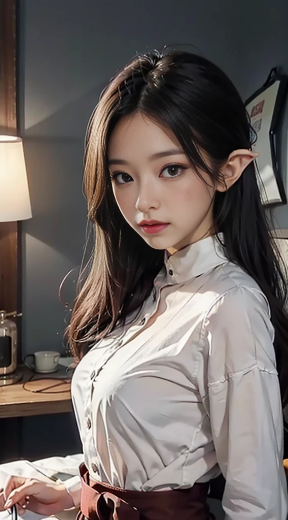 Another wonderful new year has begun'The card,Thinking of elf clothes,made by patrick brown、Light red and light magenta style,Aesthetic aesthetics of anime、ArtGerm、data mosh、hight resolution、Soft shadows、Gundam Aina.Sakhalin、