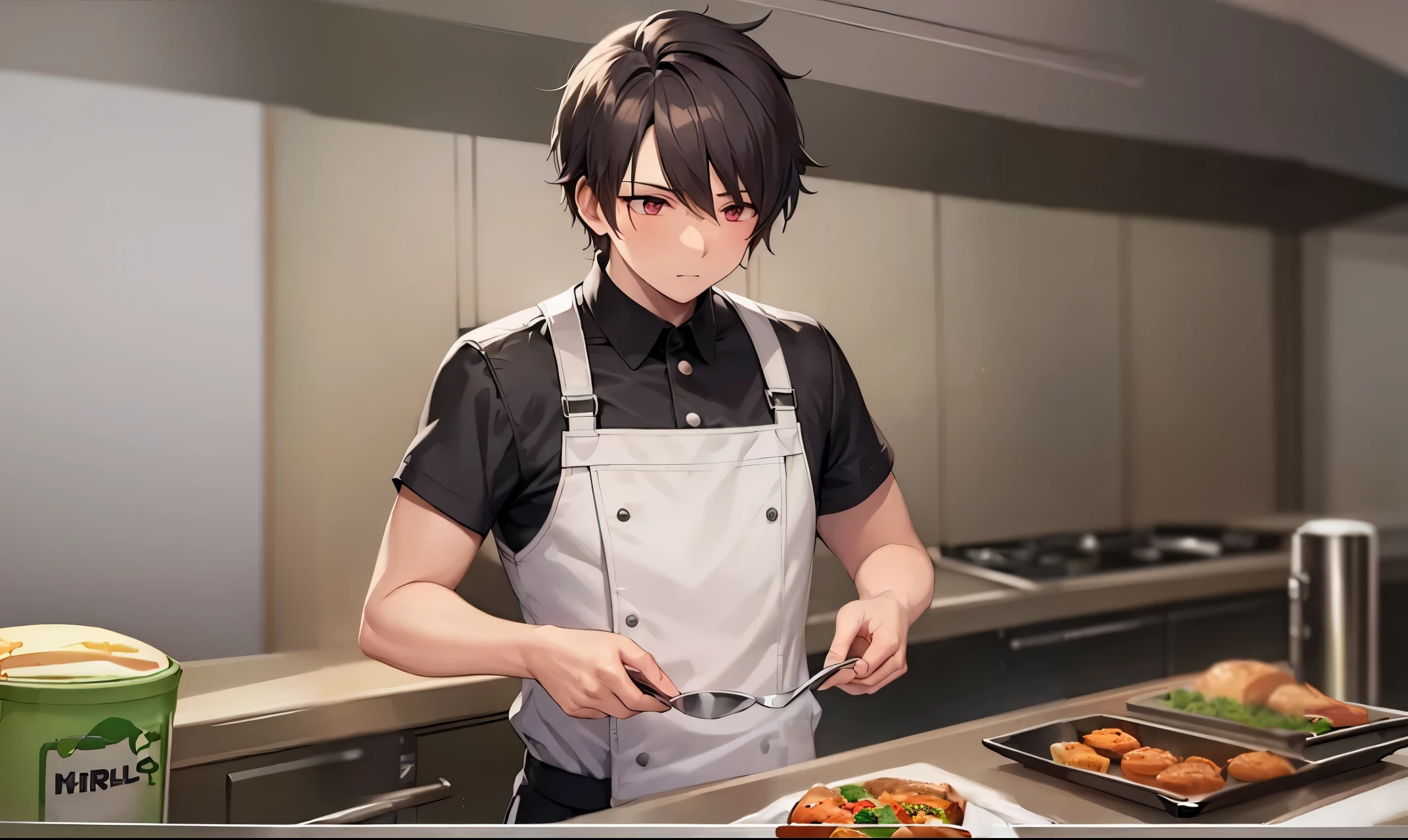 The background is the kitchen、walls、Gas