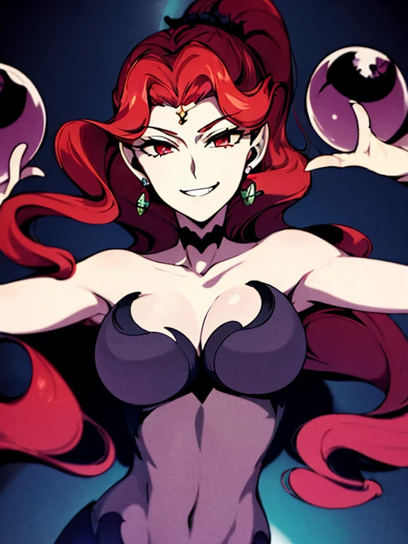 ((Masterpiece,Best Quality)), close-up of a smile , absurdress, queen_Beryl_Sailor_luna, 独奏, Evil smile,