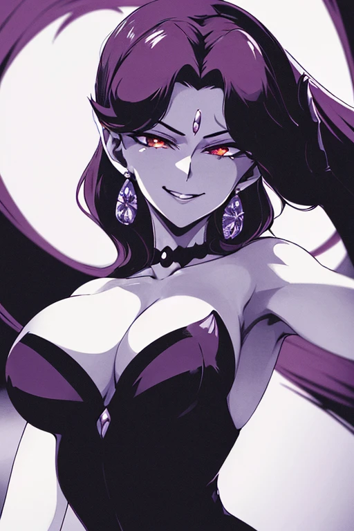 ((Masterpiece,Best Quality)), close-up of a smile , absurdress, queen_Beryl_Sailor_luna, 独奏, Evil smile, looking a viewer, Whip, smile close up