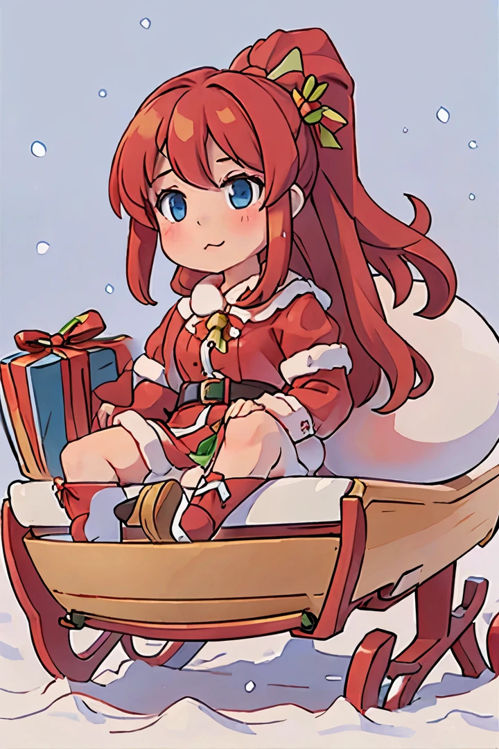 Santa Claus sitting on sleigh