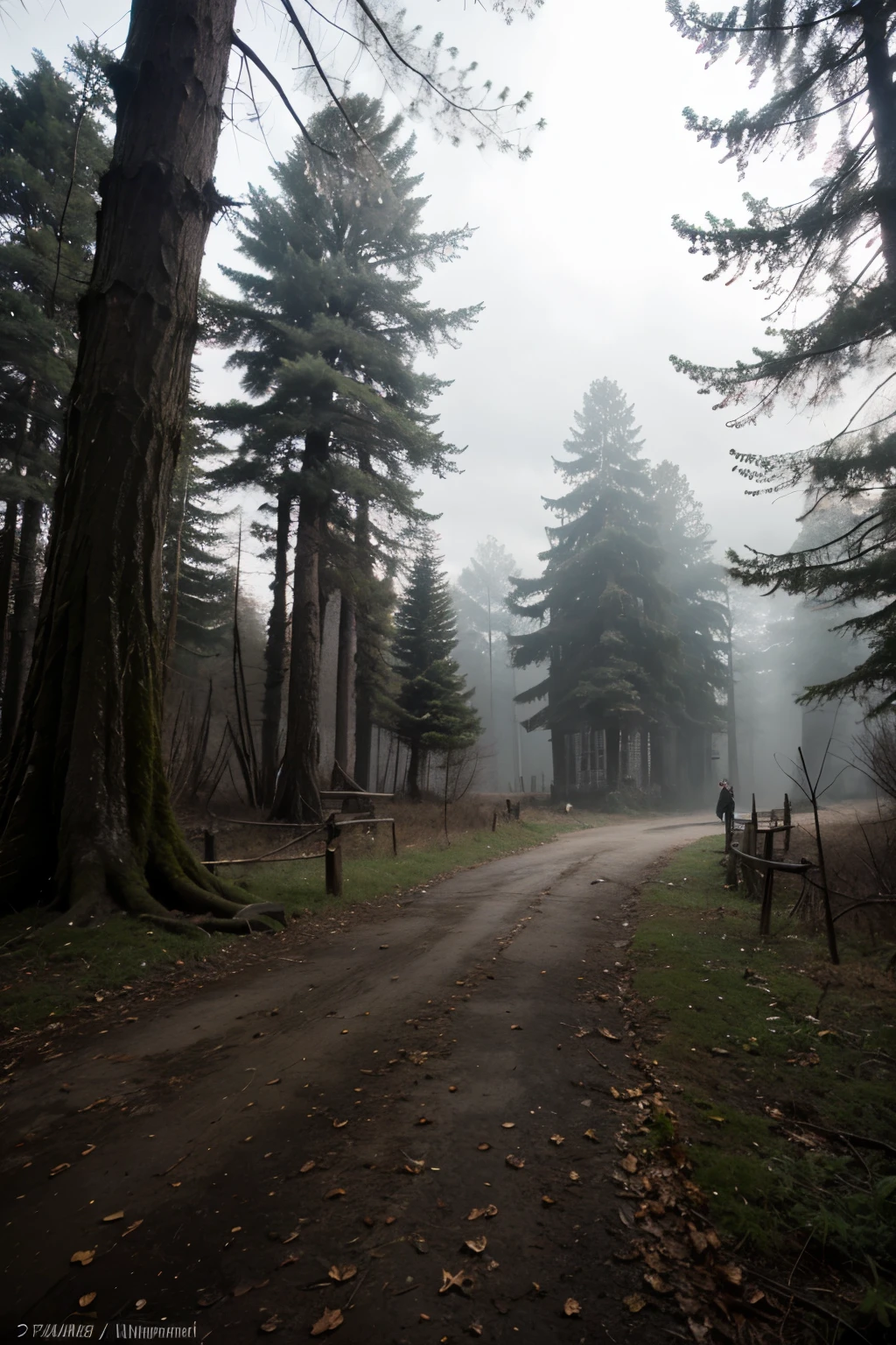 Create me a cover for a horror book titled “Sons of the Forest” without any people in the picture, just the woods