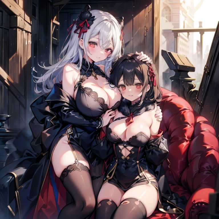Female creatures, (Arachne,girl withを捕まえる), ((Multiple legs)), ((tarantula)), White fur, Highest Quality, (Whole body), masutepiece, Ultra-fine illustration, Background inside the cave(spider websだらけ) spider webs, spider webs,girl with(1 persons)(Captive)(A large amount of spider thread is wrapped around,he is grabbing and catching with both hands.) Girl with a puzzled expression boob chalk girl with抱っこしている girl with抱えてる girl with抱きしめている 1girl with、2girl with、Choking in the chest、 holding another person'press my head against your chest Bury your face in your chest Boob Press 顔面Boob Press My face is buried in my breasts、'Clog breath