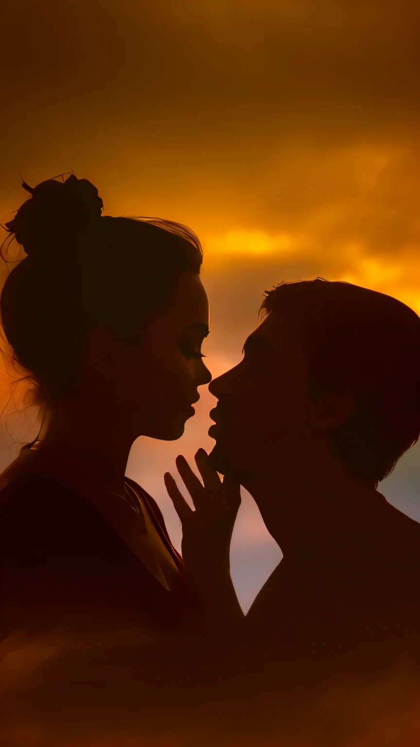 shadows of two people Besando in front of a yellow sky, silhfuerate, siluetas, por Alexis Grimou, couple Besando,  fuera, silueta, por Robert Peak, Amantes, por Emma Andijewska, siluetad, hombre y mujer enamorados, they are in love, Besando, por Jan Zrzavý