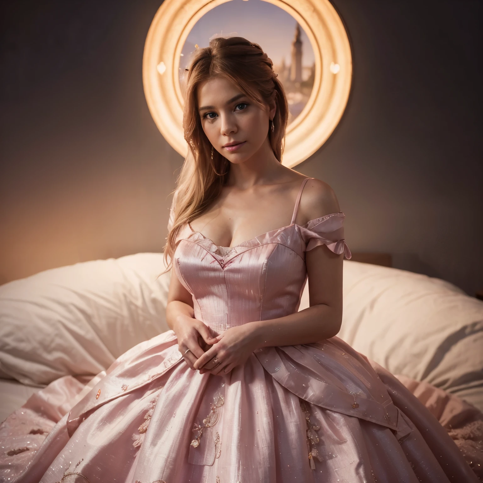 {{masterpiece, best quality, extremely detailed CG, unity 8k wallpaper, cinematic lighting}} donald trump in a pink princes dress, captured using a Sony A7r camera with an FE 50mm - F 2.8 GM lens.