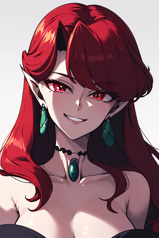 ((Masterpiece,Best Quality)), close-up of a smile , absurdress, queen_Beryl_Sailor_luna, 独奏, Evil smile, looking a viewer, , smile close up, Huge gem earrings, neck gem