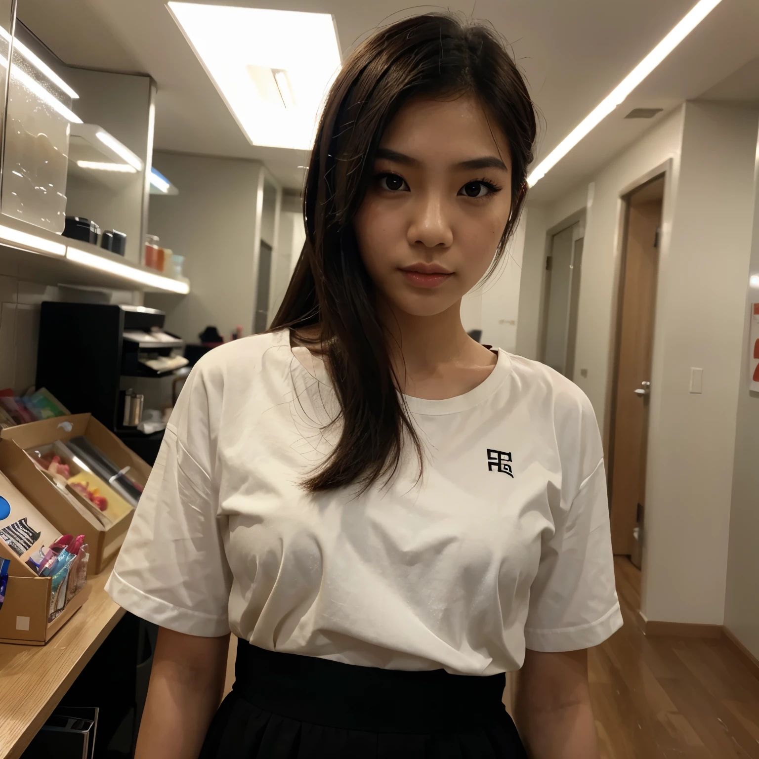 asian girl selfie, taken using iphone 11,teenager, with lashes and makeup
