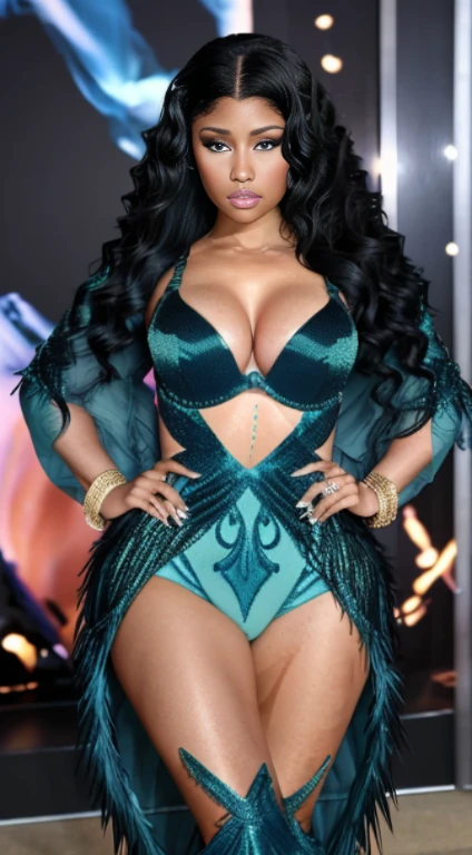 Photo by NICKI MINAJ ,with contact lenses, with details, with details , accessories , inspired dress victoria secret. extravagance, FULL BODY texture 4K, high quality, gorgeous hairstyle, 8k image, high image quality,