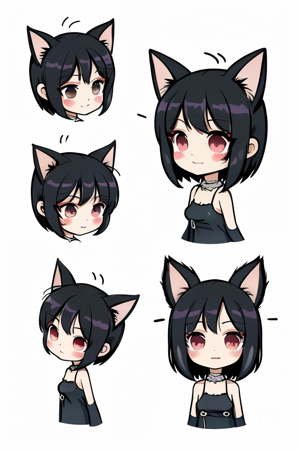 Cute　cat ear　beautiful character　Cartoon style