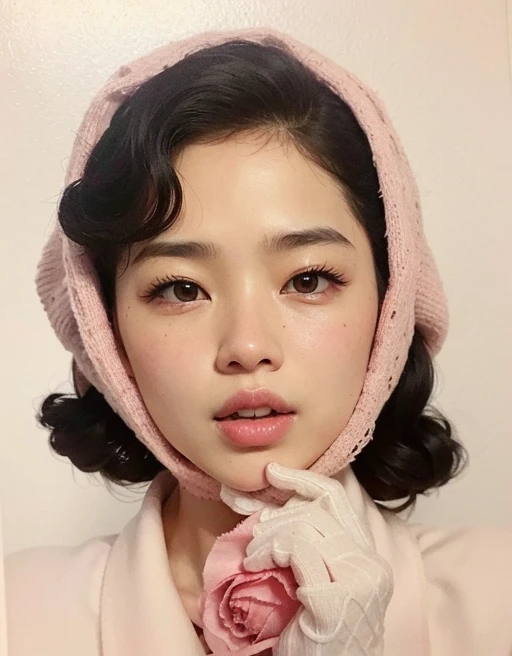arafed photo of a girl with a pink scarf and a rose, Blackpink Jennie, Taejune Kim, Shin Min Jeong, Kim Hyun Joo, Heonhwa Choe, Song Hye - Kyo, Parque Ji-min, Kwak Ji Joven, inspirado por Jeong Seon, Jiyun Chae, Jung Gi Kim, Seseon Yoon