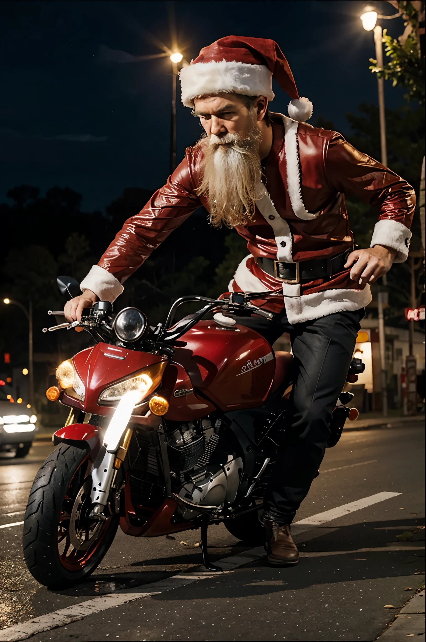 Badass Santa riding motorcycle ctv footage