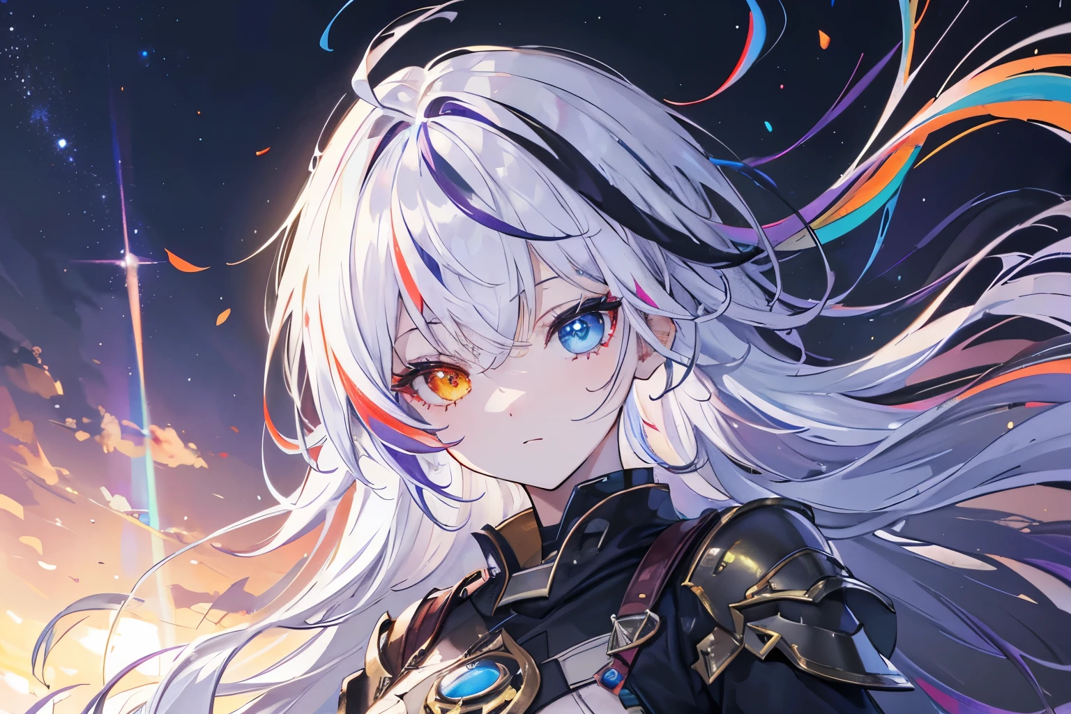 {{masterpiece}}, best quality, extremely detailed CG unity 8k wallpaper, cinematic lighting, lens flare, beautiful detail eyes, black, side glance, multicolor hair, colorful light, particles, heterochromia, (colorful:1.5), (colorful hair:1.5),A lonely town
