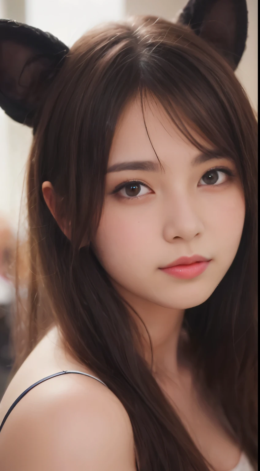 masutepiece, Best Quality, Illustration, Ultra-detailed, finely detail, hight resolution, 8K Wallpaper, Perfect dynamic composition, Beautiful detailed eyes, Women's Fashion Summer,Medium Hair,Small breasts natural color lip, Bold sexy poses,Smile,Harajuku、20 years girl、Cute、Sexy shot looking at camera