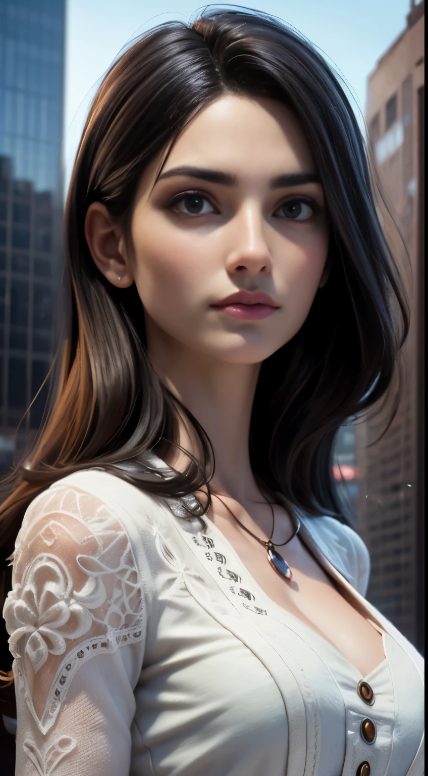 photo of Penelope Cruz, RAW, beautiful woman, ((portrait)), ((detailed face:1.2)), ((detailed facial feature, detailed skin, clear skin), (perfect proportioned body), (wearing a colorful dress) (high detailed city environment, apartment balcony), (realistic photo, best quality, detailed), (8k wallpaper), (cinematic lighting, dramatic lighting) (sharp focus, intricate)