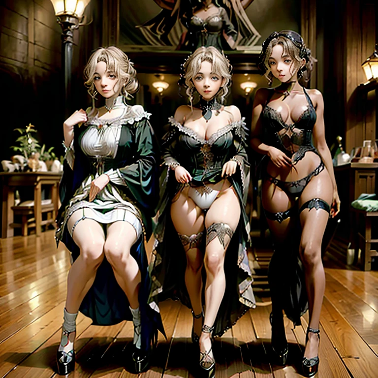 Beautiful woman in an intricate romantic victorian gothic costume,light skinned、japanes