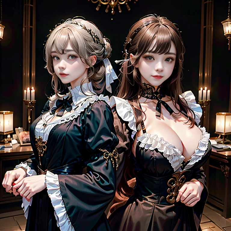 Beautiful woman in an intricate romantic victorian gothic costume,light skinned、japanes