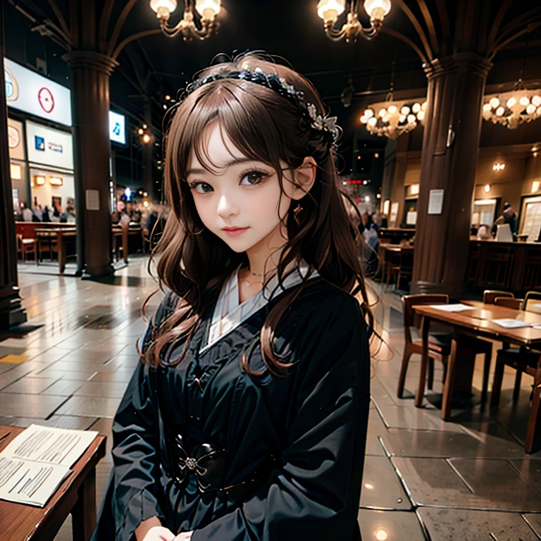 Beautiful woman in an intricate romantic victorian gothic costume,light skinned、japanes