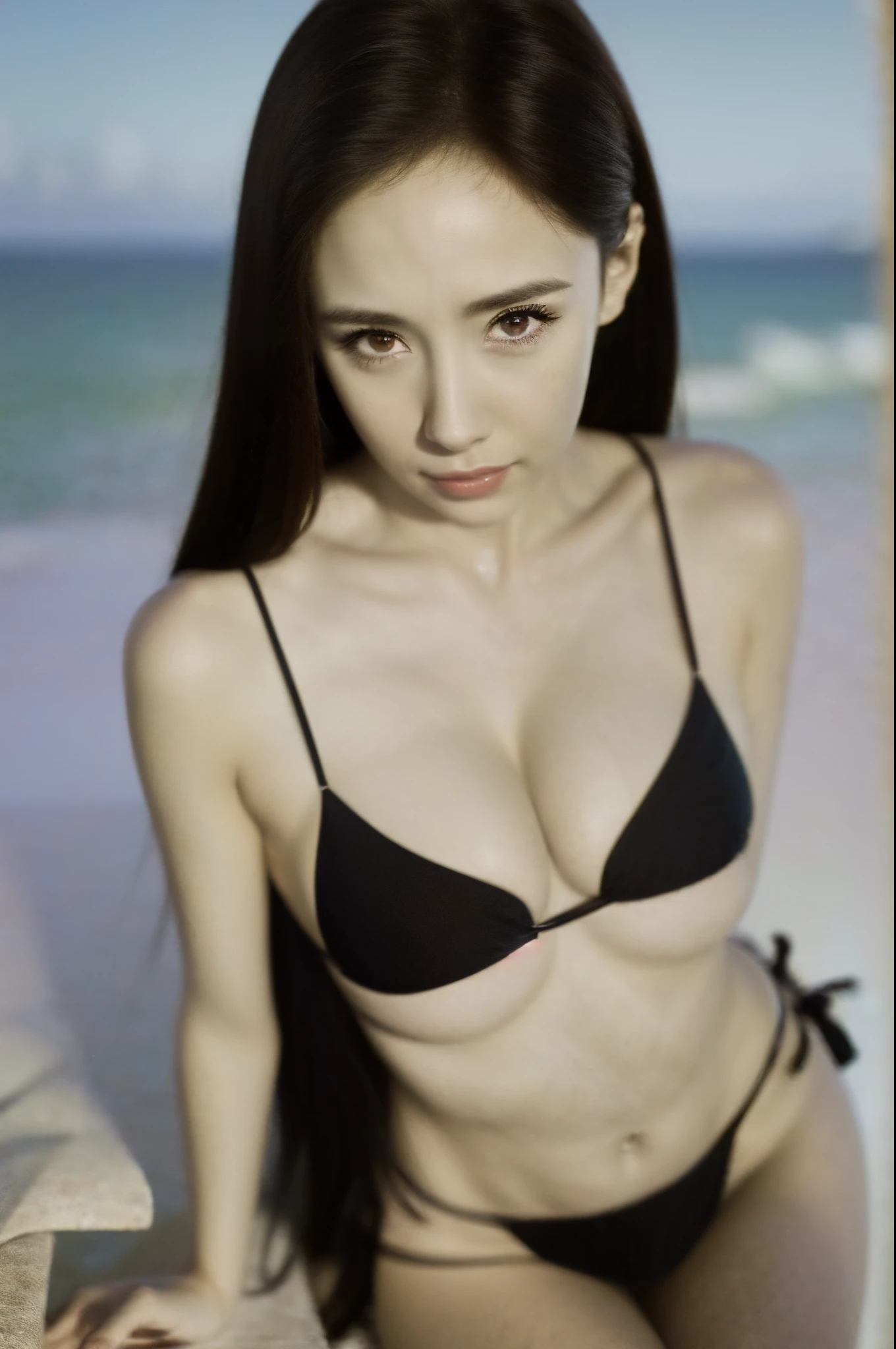 photo-realistic,realistic,RAW photo,masterpiece,best quality,highres,illustration,
1girl, Random hairstyle,slim legs,perfect face,beautiful detailed eyes,fair skin,
(micro bikini, design),beach